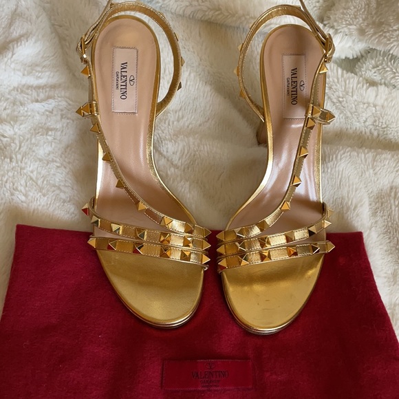 Valentino Shoes - Gold Valentino rockstud heels